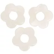 Perles fleur en résine translucide 14 mm - Marbré Beige - Blanc x4