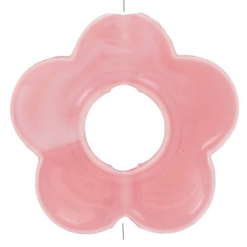 Perles fleur en résine translucide 14 mm - Marbré Rose corail x4
