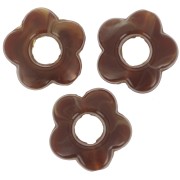Perles fleur en résine opaque 14 mm - Marbré Marron foncé x4