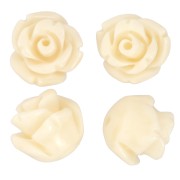 Perles fleur semi-percée 8 mm en synthétique - Ecru x4