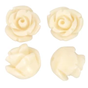 Perles fleur semi-percée 8 mm en synthétique - Ecru x4