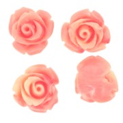 Perles fleur 10 mm en synthétique - Marbré Rose saumon - Crème x4