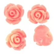 Perles fleur 10 mm en synthétique - Marbré Rose saumon - Crème x4