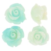Perles fleur 10 mm en synthétique - Marbré Turquoise x4