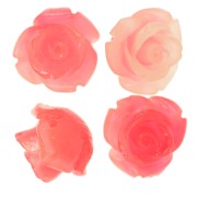 Perles fleur 10 mm en synthétique - Marbré Rouge - Nude x4