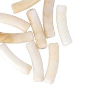 Perles tube incurvé en acrylique opaque 19x5 mm - Marbré Beige - Marron x10|raw }}