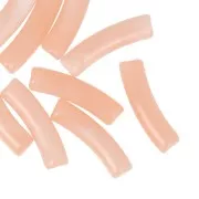 Perles tube incurvé en acrylique translucide 19x5 mm - Saumon marbré x10