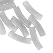 Perles tube incurvé en acrylique translucide 19x5 mm - Gris marbré x10|raw }}
