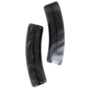 Perles tube incurvé en acrylique opaque 19x5 mm - Noir marbré x10