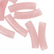 Perles tube incurvé en acrylique translucide 19x5 mm - Rose clair marbré x10|raw }}