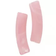 Perles tube incurvé en acrylique translucide 19x5 mm - Rose clair marbré x10