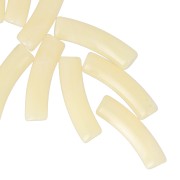 Perles tube incurvé en acrylique translucide 19x5 mm - Jaune clair marbré x10|raw }}