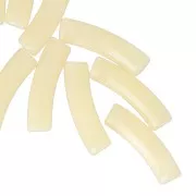 Perles tube incurvé en acrylique translucide 19x5 mm - Jaune clair marbré x10