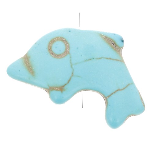Perle dauphin 12x19 mm imitation pierre gemme teintée Howlite - Turquoise x1