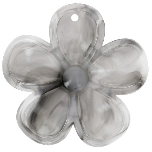 Pendentif fleur 42 mm en acrylique translucide - Marbré Gris foncé x1