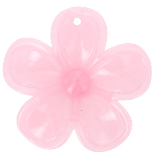 Pendentif fleur 42 mm en acrylique translucide - Marbré Rose clair x1