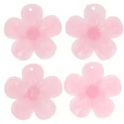 Pendentif fleur 42 mm en acrylique translucide - Marbré Rose clair x1