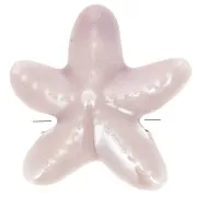 Perles étoile de mer 17 mm en céramique - Vieux rose irisé x5