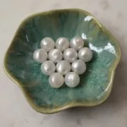 Perles en résine opaque 14 mm - Blanc nacré x6