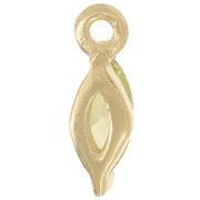 Breloque navette 9.5x3 mm avec oxyde de Zirconium - Doré à l'or fin - Vert clair