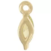 Breloque navette 9.5x3 mm avec oxyde de Zirconium - Doré à l'or fin - Vert clair