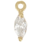 Breloque navette 9.5x3 mm avec oxyde de Zirconium - Doré à l'or fin - Crystal x1|raw }}