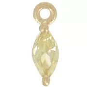 Breloque navette 9.5x3mm avec oxyde de Zirconium - Doré à l'or fin - Jaune x1