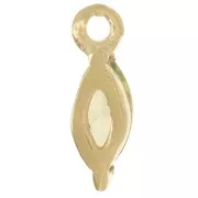 Breloque navette 9.5x3mm avec oxyde de Zirconium - Doré à l'or fin - Vert x1