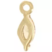 Breloque navette 9.5x3mm avec oxyde de Zirconium - Doré à l'or fin - Light Topaz