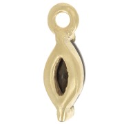 Breloque navette 9.5x3mm avec oxyde de Zirconium - Doré à l'or fin - Noir x1