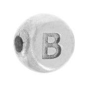 Perle plate ronde 5 mm - lettre alphabet - B - Argent 925 x1