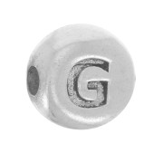 Perle plate ronde 5 mm - lettre alphabet - G - Argent 925 x1|raw }}