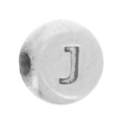 Perle plate ronde 5 mm - lettre alphabet - J - Argent 925 x1|raw }}