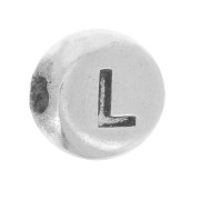 Perle plate ronde 5 mm - lettre alphabet - L - Argent 925 x1