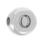 Perle plate ronde 5 mm - lettre alphabet - O - Argent 925 x1