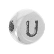 Perle plate ronde 5 mm - lettre alphabet - U - Argent 925 x1|raw }}