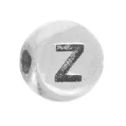 Perle plate ronde 5 mm - lettre alphabet - Z - Argent 925 x1