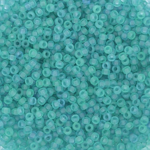 Rocaille Miyuki 15/0 1614 - Dyed Semi-Frosted Transparent Aqua x8g