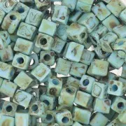 Cubes Miyuki 4 mm SB4-4514 - Opaque Turquoise Blue Picasso x10g