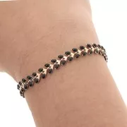 Chaîne maille chevron en épis résine époxy 6.3 mm Noir doré x 20cm