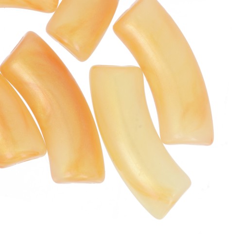 Perles tube incurvé en acrylique translucide 35x11 mm - Orange marbré nacré x6