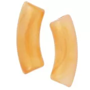 Perles tube incurvé en acrylique translucide 35x11 mm - Orange marbré nacré x6