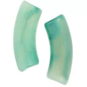 Perles tube incurvé 35x11 mm en acrylique opaque - Vert marbré nacré x6
