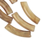 Perles tube incurvé 32x8 mm en acrylique translucide - Marbré bronze nacré x6