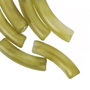 Perles tube incurvé 32x8 mm en acrylique translucide - Marbré olive nacré x6