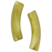 Perles tube incurvé 32x8 mm en acrylique translucide - Marbré olive nacré x6