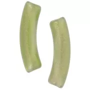 Perles tube incurvé 32x8 mm en acrylique transparent - Vert foncé pailleté x6