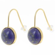 Crochets d'oreilles pour cabochon fond plat 10 mm Acier inoxydable 304L Doré x2