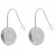 Crochets d'oreilles pour cabochon fond plat 10 mm Acier inoxydable 304L x2|raw }}
