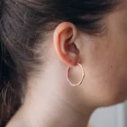 Créoles ouvertes 29 mm avec résine époxy - Acier inox 304L Doré - Rose x2